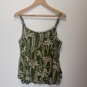 Cabi Green and Cream Patterned Women's Top, Size M